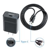 SONEic - USB Type-C ChargerCable 15 Watt30 Amp USB Type-C to Type-C Cable Rapid Wall Charger for Nexus 5X Nexus 6P Pixel C OnePlus 2 Lumia 950XL and All USB Type-C Powered Devices - Black