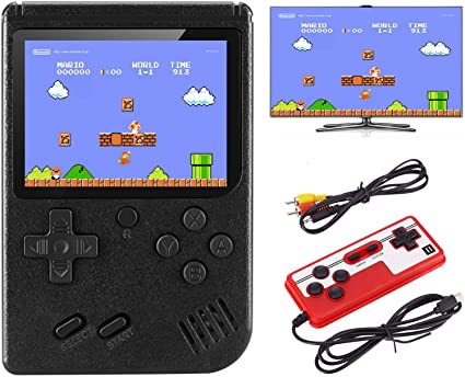 VanBasic Handheld Game Console, TV Video Game Retro Mini Game Player Travel Game with 400 Classical FC Games 3.0 Inch Color Screen Two Players Boy Games Xmas Gift for Kids and Adult Black