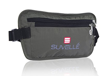 Suvelle RFID-Blocking Travel Money Belt, Waist Stash Passport Holder Bag, Anti-Theft Hidden Travel Pouch