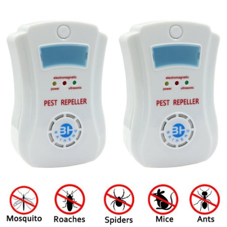 2PCS Ultrasonic Pest Control [with Night Light] for Rodents, Mice, Rats, Insects, Roaches, Spiders, Flies, Ants, Bugs - Pest Repeller Equipment, Uses the Latest High-Quality Ultrasonic Technology