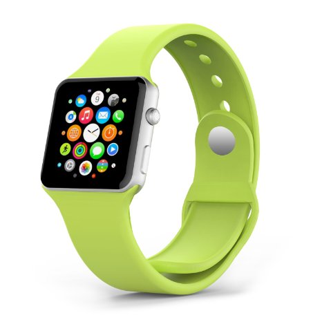 Apple Watch Band MoKo Soft Silicone Replacement Sport Band for 42mm Apple Watch Models GREEN 3 Pieces of Bands Included for 2 Lengths Not Fit 38mm version 2015