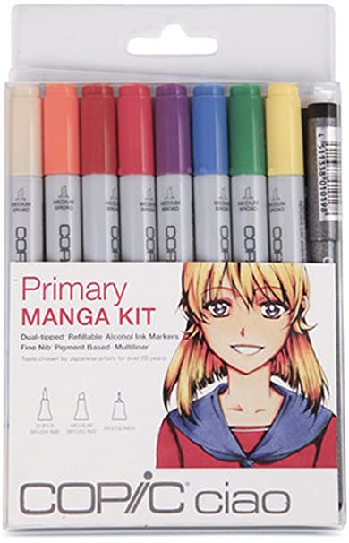 Copic Markers 9-Piece Ciao Manga Set, Primary