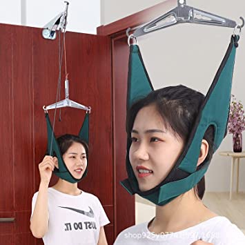 Cervical Neck Traction Device Over Door for Home Use, Portable Overhead Stretcher Hammock for Neck Pain Relief, Physical Therapy AIDS for Neck Decompressor, Arthritis, Disc Bulges