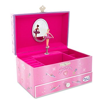Princess Kids Musical Jewellery Box - Glittery Kids Musical Box with Ring Holder (Hot Pink) Lucy Locket