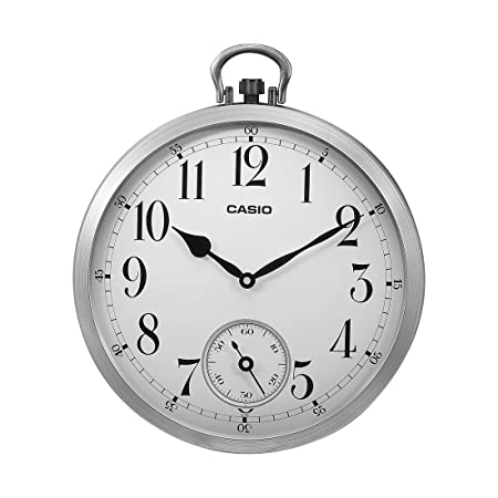 Casio Round Resin Analog Wall Clock (IQ-668DF-WCL60, Silver)