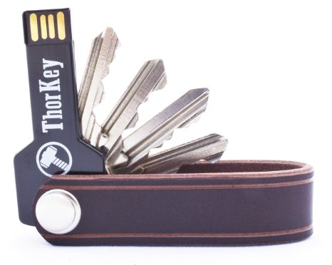 Leather Key Holder By ThorKey - Made Of Durable, Premium Quality Grain Leather - Smart, Stylish, Compact & Practical Design - Can Hold Up To 7 Keys & Tools - The Best Key Organizer For Men & Women
