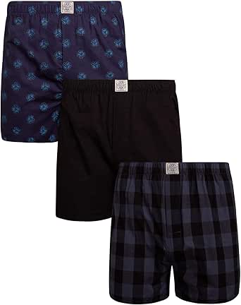 Lucky Brand Men's Boxer Shorts – 3 Pack Woven Boxers for Men With Functional Fly - Lightweight Men's Underwear Boxers (S-XL)