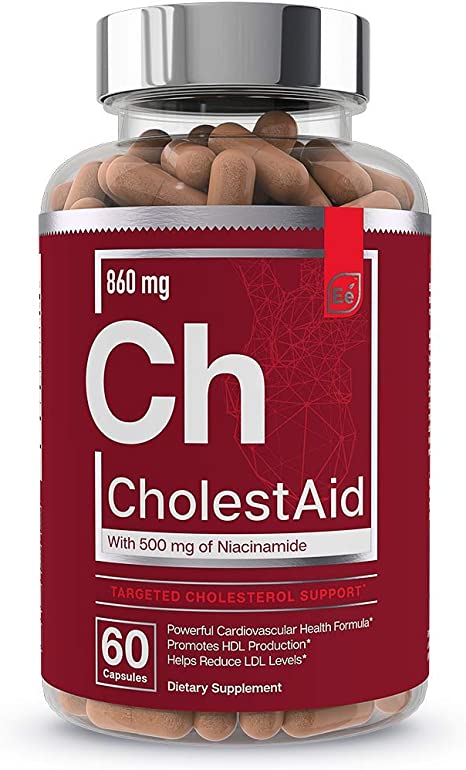 Cholesterol Support Supplement - for Heart Health with Red Yeast Rice, Garlic, Niacinamide | CholestAid by Essential Elements | 60 Capsules