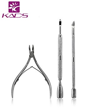KADS 3pcs/set Stainless Steel Nail Tool Kits Scissor Nipper Cuticle Tool Spoon Pusher Dead Skin Remover Cutter Clipper Trimmer