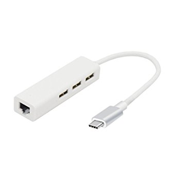 ARKTeK USB C to 3-Port USB 3.0 Hub with Ethernet Adapter for MacBook, ChromeBook Pixel and More