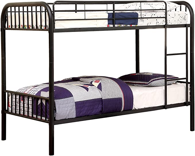 Furniture of America Newton Twin-Twin Metal Bunk Bed, Black