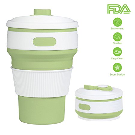 Silicone Collapsible Cup Convenient Travel Coffee Rocontrip Mug Lightweight Food Grade Silicone & PP BPA Free for Camping Hiking Outdoor Commuters