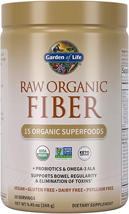 Garden of Life Raw Organic Superfood Fiber Powder for Constipation Relief, 10 Servings *Packaging May Vary*