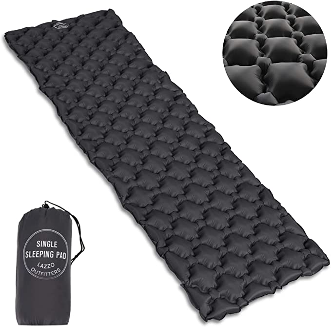 LAZZO Ultralight Sleeping Pad,Durable, Inflatable, Ultra Compact, Best Sleeping Pads for Backpacking, Camping, Travel, Hiking,Lightweight Camp Sleep Pad Mat Air Mattress