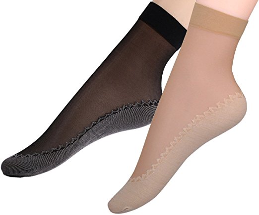 Fitu Women's 10 Pairs Nylon Ankle High Tights Hosiery Socks