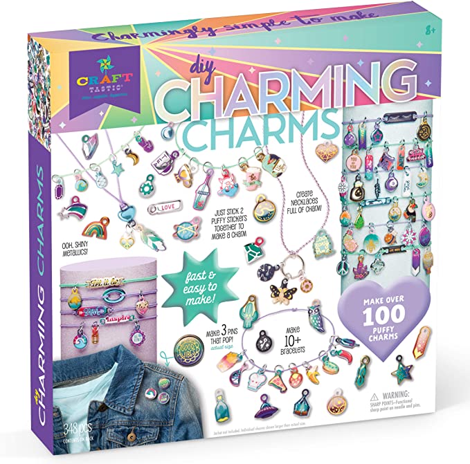 Craft-tastic – DIY Charming Charms – Create Stylish Necklaces, Bracelets, and Pins with 100  Puffy Sticker Charms