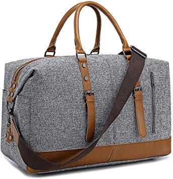 BLUBOON Weekender Overnight Bag for Women Travel Tote Carry-on Duffel Bags with Shoe Compartment and Shoulder Strap (836-X Grey)