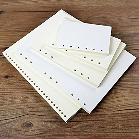 Chris-Wang 90 Sheets A5 Size 6-Holes Traveler's Notebook Planner Filler Papers / Journal Dairy Inserts Refill Wood-free Paper/ Loose-leaf Binder Paper, Beige Color, 8.5"(Blank)