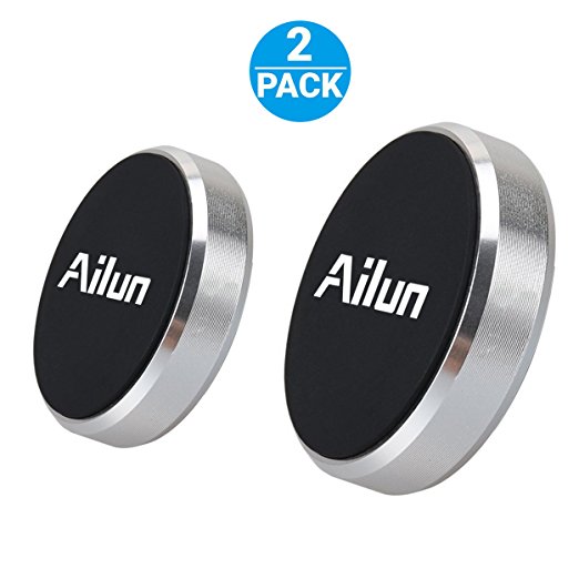 Mini Car Phone Mount,Key Holder,by Ailun,[2Pack]Stick-on Dashboard Magnetic Car Mount Holder,for iPhone 7/6/6s Plus,Samsung S7/S7 Edge,S6/S6 Edge  Galaxy Note 5 and more phones and chargers[Silver]