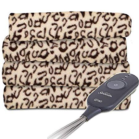 Sunbeam Electric Heated Fleece Warming Throw Blanket Cheetah