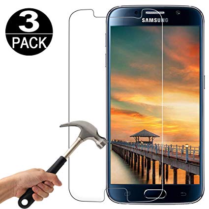 [3 Pack] Samsung Galaxy S6 Screen Protector Tempered Glass [9H Hardness][Ultra Clear][Anti Scratch][Bubble Free] Premium Tempered Glass Screen Protector for Samsung Galaxy S6