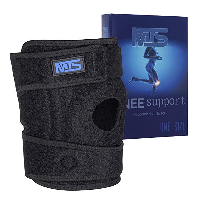 MTS Knee Brace - Open Patella Breathable Neoprene Adjustable Support Sleeve - Compression Stabiliser for Arthritic Meniscus Joint Pain Relief Sports Injury Recovery and Protection against Reinjury