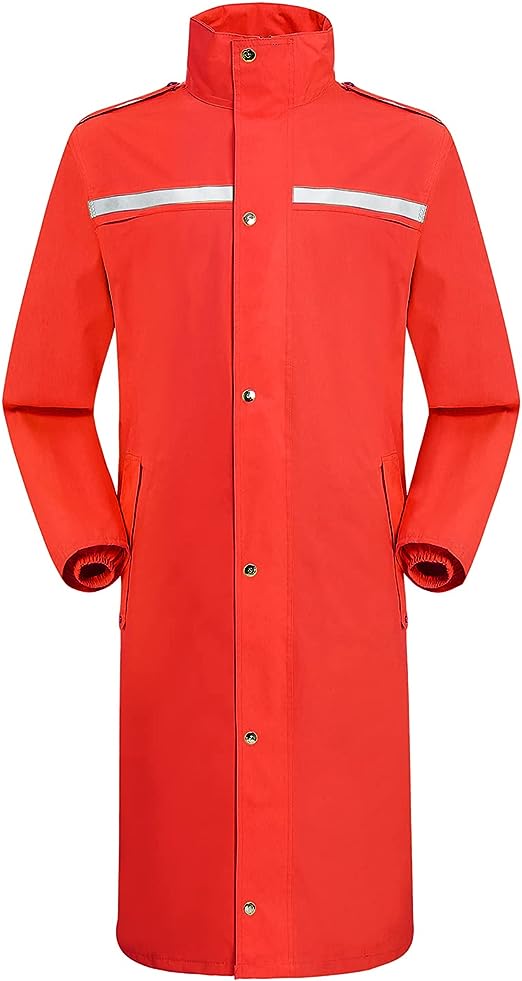 iCreek Raincoat Waterproof Long Rain Jacket Lightweight Rainwear Reflective with Packable Hood for Men Women Adults