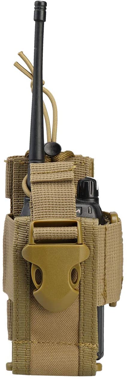 Viperade Versatile Radio Holder Case Interphone Pouch, Adjustable Storage Tools Pouch, Multi-Functional Tactical Molle Two Way Radio Holster, Walkie Talkie Heavy Duty Holder Case (Tan)