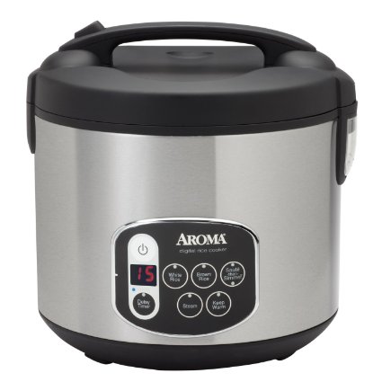 Aroma Housewares 20-Cup (Cooked) (10-Cup UNCOOKED) Digital Rice Cooker & Food Steamer, Stainless Steel Exterior (ARC-1010SB)
