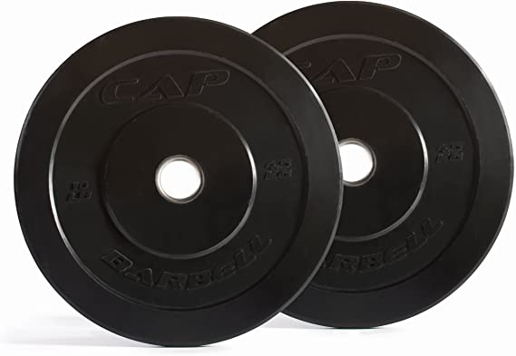 CAP Barbell Black Rubber Bumper Plates, Pair