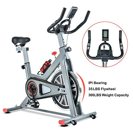 TECHMOO Indoor Exercise Bike Fitness Upright Exercise Bike Magnetic Belt Drive Home Cycling Exercise Bike Indoor Stationary Bike Bicycle for Cardio Workout Losing Weight