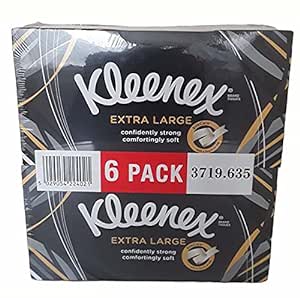 Kleenex Extra Large Facial Tissue for Men 2ply 90 Sheets, Pack of 6