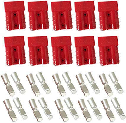10Pcs Battery Connector 600V 50A 50Amp Battery Quick Connection Connector Plug For Car Van Modes Motorcycle (Red)