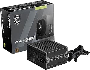 MSI MAG A750BE Gaming Power Supply - 80 Plus Bronze Certified 750W - Semi-Modular - Low Noise ATX PSU