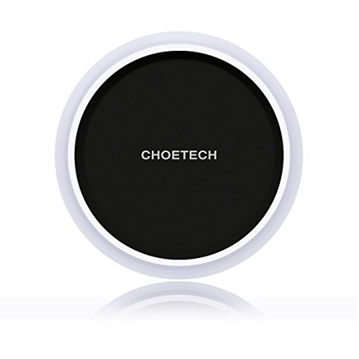 Wireless Charger with Smart Lighting Sensor - CHOE Circle Qi Wireless Charging Pad for Galaxy Note 5, S6/S6 Edge/S8/S8 Plus, Nexus 4/5/6,Nokia Lumia 950xl/950 and Other Qi-Enabled Devices