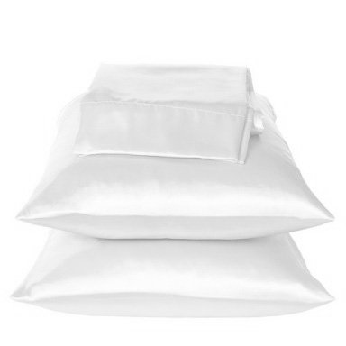 2 Piece KING Size Solid WHITE SATIN Pillow Cases Silky Smooth Bridal Pillowcases Set