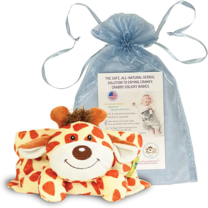 Happi Tummi Baby Gas Relief All Natural Belly Wrap Natural Herbal Aroma Therapy Relief for Infants and Babies with Colic, Gas,Upset Tummies - Girafe