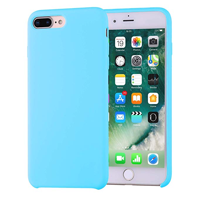 iPhone 7 Plus Case, iPhone 8 Plus Case, Liquid Silicone Rubber Slim Fit Soft Cute phone case with Microfiber Cloth Lining Cushion for Apple iPhone 7 Plus Case, iPhone 8 Plus Case.