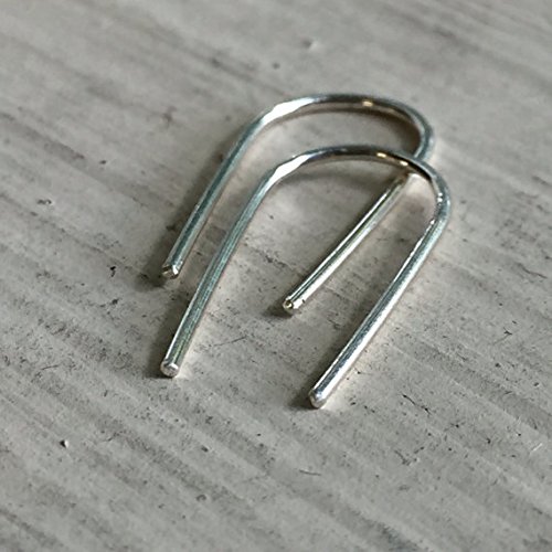 Sterling Silver Arc Line Earrings - Minimalist