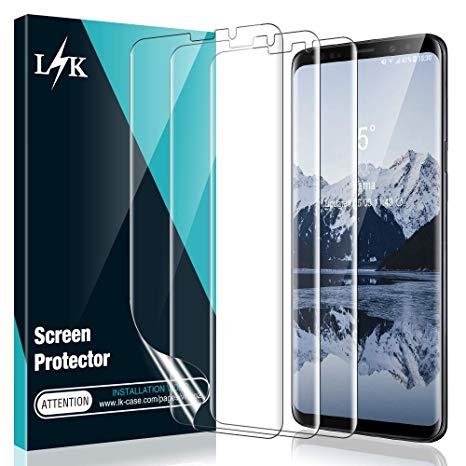 [3 Pack] L K Screen Protector for Samsung Galaxy S9 Plus, [Self Healing] [Full Coverage] HD Effect Flexible Film, Lifetime Replacement Warranty