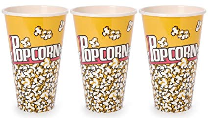 Movie Theater Popcorn Cups Reusable Popcorn Bucket - Set of 3 Popcorn Set - (7x4.5 Inches)