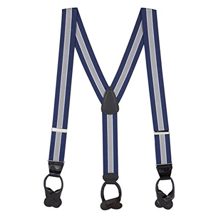 Suspender Store Mens 1.5-Inch Wide BUTTON Suspenders: Stripes, Dots, Checks