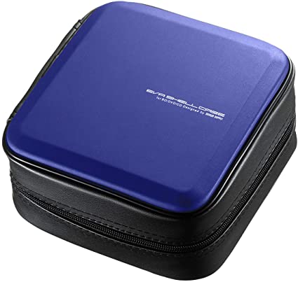 SANWA (Japan Brand 60 Large Capacity CD Case, Portable DVD/VCD Storage, EVA Protective Blu-ray Wallet, Binder, Holder, Booklet with Attached Handle for Car, Home, Office, Travel (Blue)