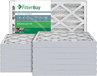 FilterBuy 12x12x2 MERV 13 Pleated AC Furnace Air Filter, (Pack of 12 Filters), 12x12x2 – Platinum