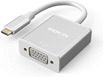 USB C to VGA Adapter,MOKiN USB C(Type C) to VGA Adapter Cable for MacBook Pro 2018/2017, iPad Pro/MacBook Air 2018, Samsung Galaxy S9/S8, Surface Go and More Newest Updated Version (Silver)