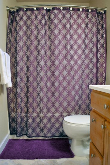 DII Elegant Modern Lattice Lace Design Water and Wrinkle Resistant 100 Polyester Machine Washable Shower Curtain 72x72 Eggplant