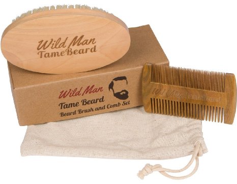 Beard Brush And Beard Comb Set Brush Made From Boar Bristle Perfect For Use With Beard Oil Balm Wax And Pomade Comb Made From Sandalwood Perfect for Beard and Moustache