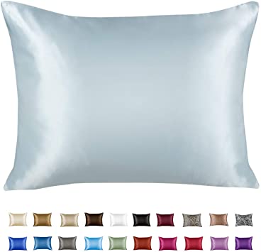 ShopBedding Luxury Satin Pillowcase for Hair – King Satin Pillowcase with Zipper, Baby Blue (1 per Pack) – Blissford