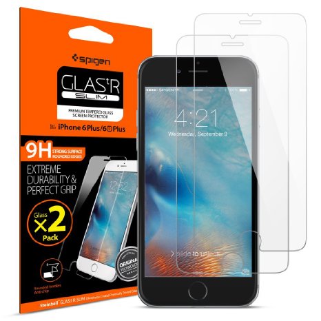 iPhone 6 Plus Screen Protector, Spigen® [Tempered Glass] [2 Pack] iPhone 6 Plus / 6S Plus Glass Screen Protector [Easy-Install Wings] [Lifetime Warranty]
