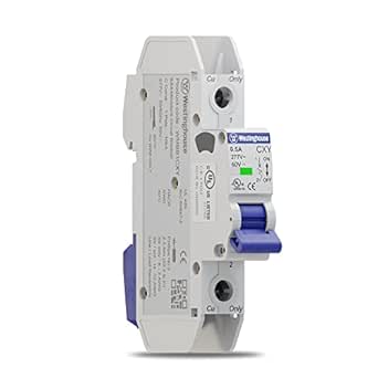 Westinghouse UL 489 AC Miniature Circuit Breaker, 0.5 Amp, Single Pole, C Curve, 10kA, 277V AC, 60V DC, Non-Polarized, UL Listed, DIN Rail Breaker with Thermal Magnetic Trip